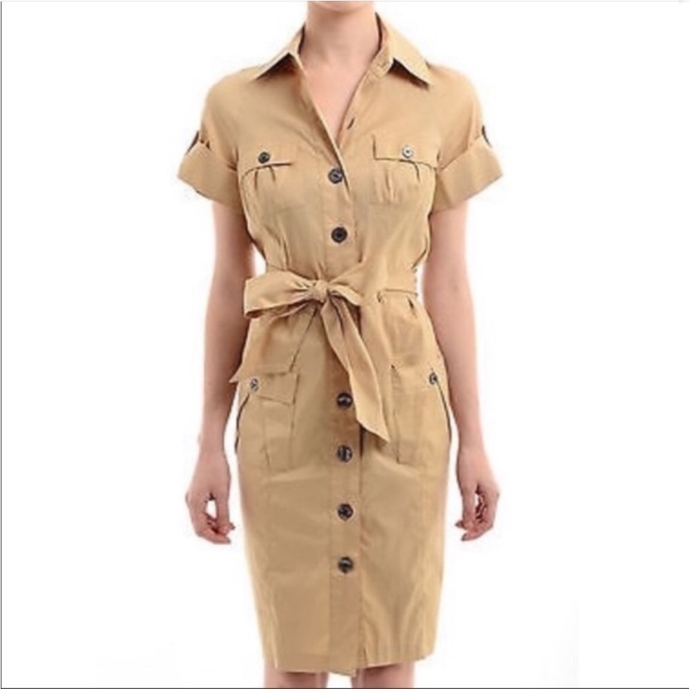 Diane von Furstenberg Clive Black Utility Safari Shirt Dress Knee Length Size 4